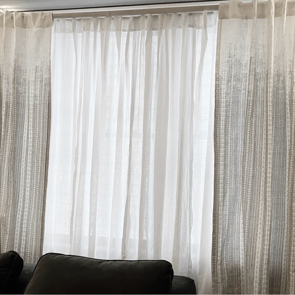 West Elm Echo Print Curtains Platinum Gray 48x96 (Pair - 2) - Picture 3 of 6